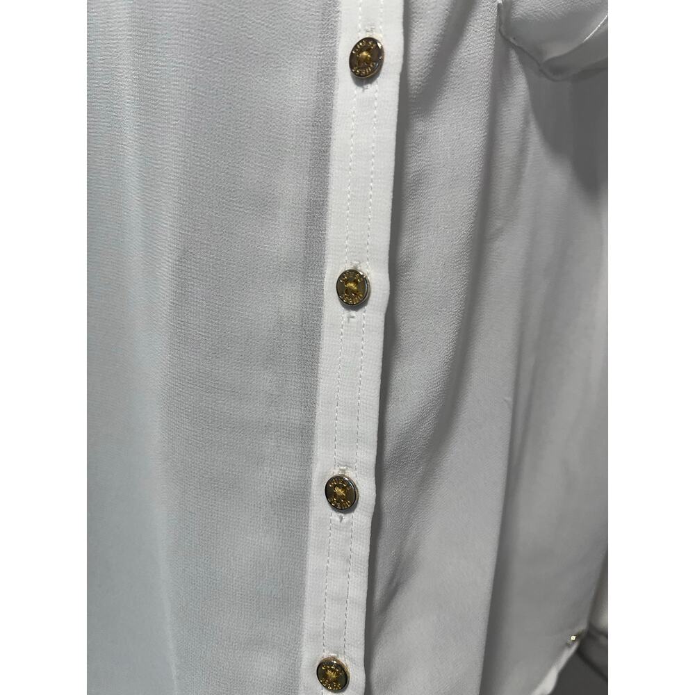 Guess Professional Women's White Utility Shirt Gold Buttons XS - Picture 3 of 7